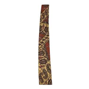 Vintage RARE ERNST Mens Tie Red Gold Black Paisley Handmade Batik Cotton Necktie